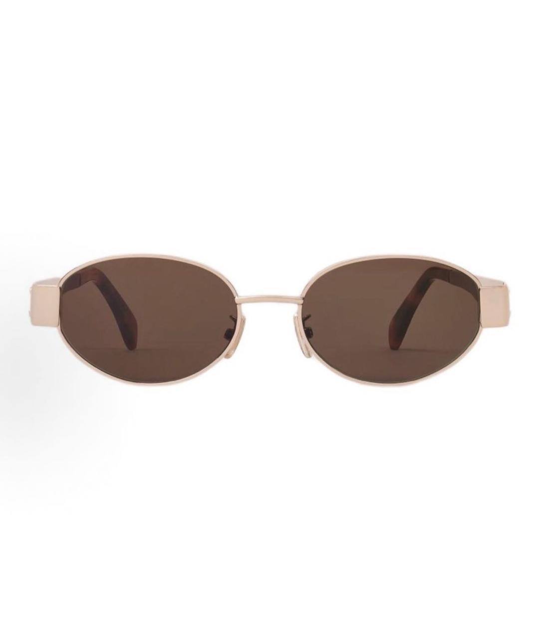 CELINE Золотые металлические солнцезащитные очки, фото 3