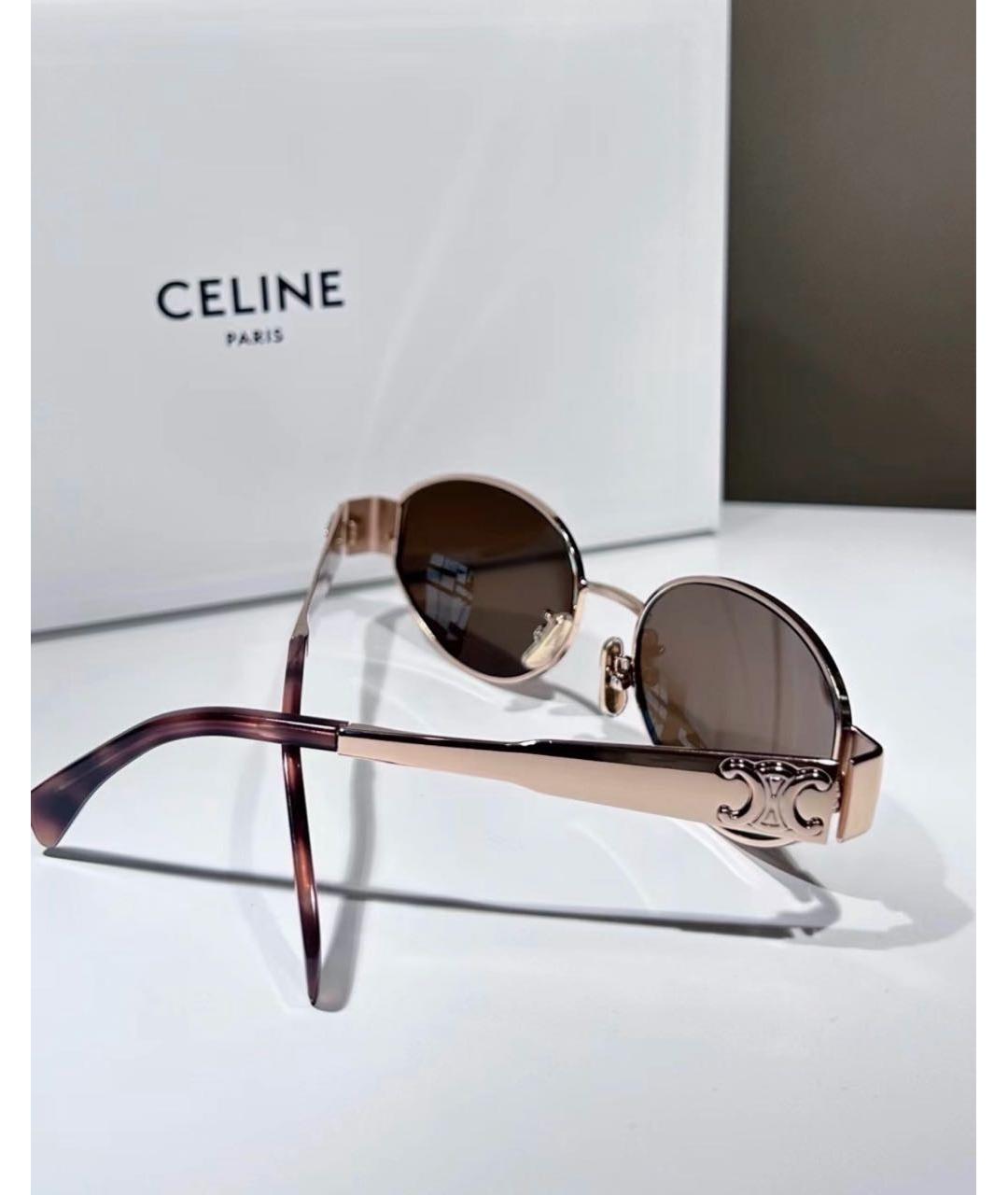 CELINE Золотые металлические солнцезащитные очки, фото 4