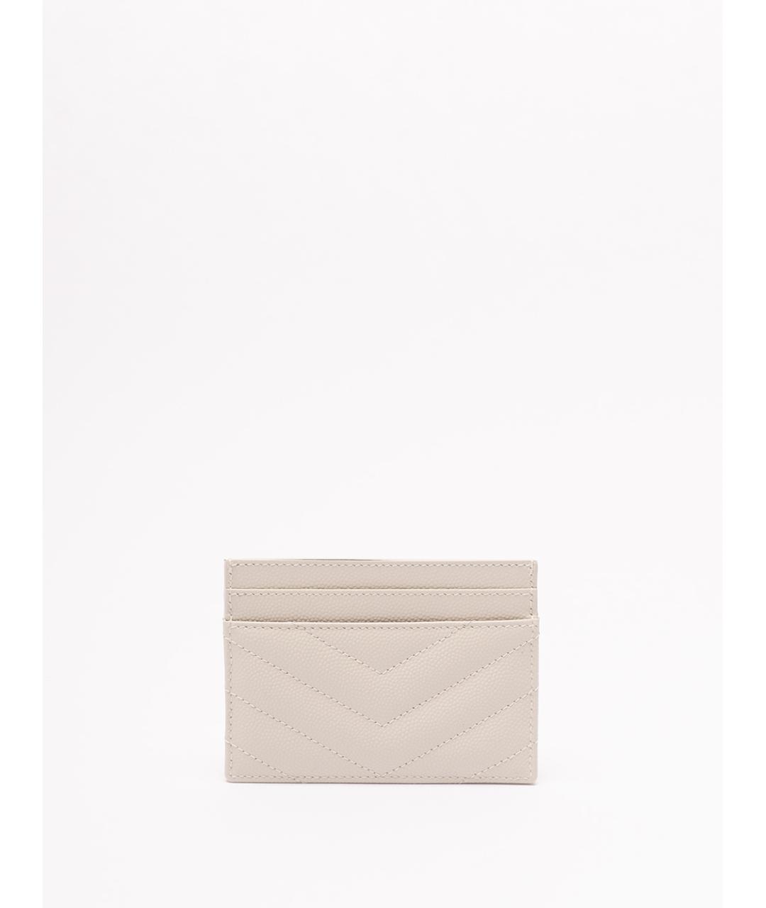 SAINT LAURENT Белый кожаный кардхолдер, фото 2