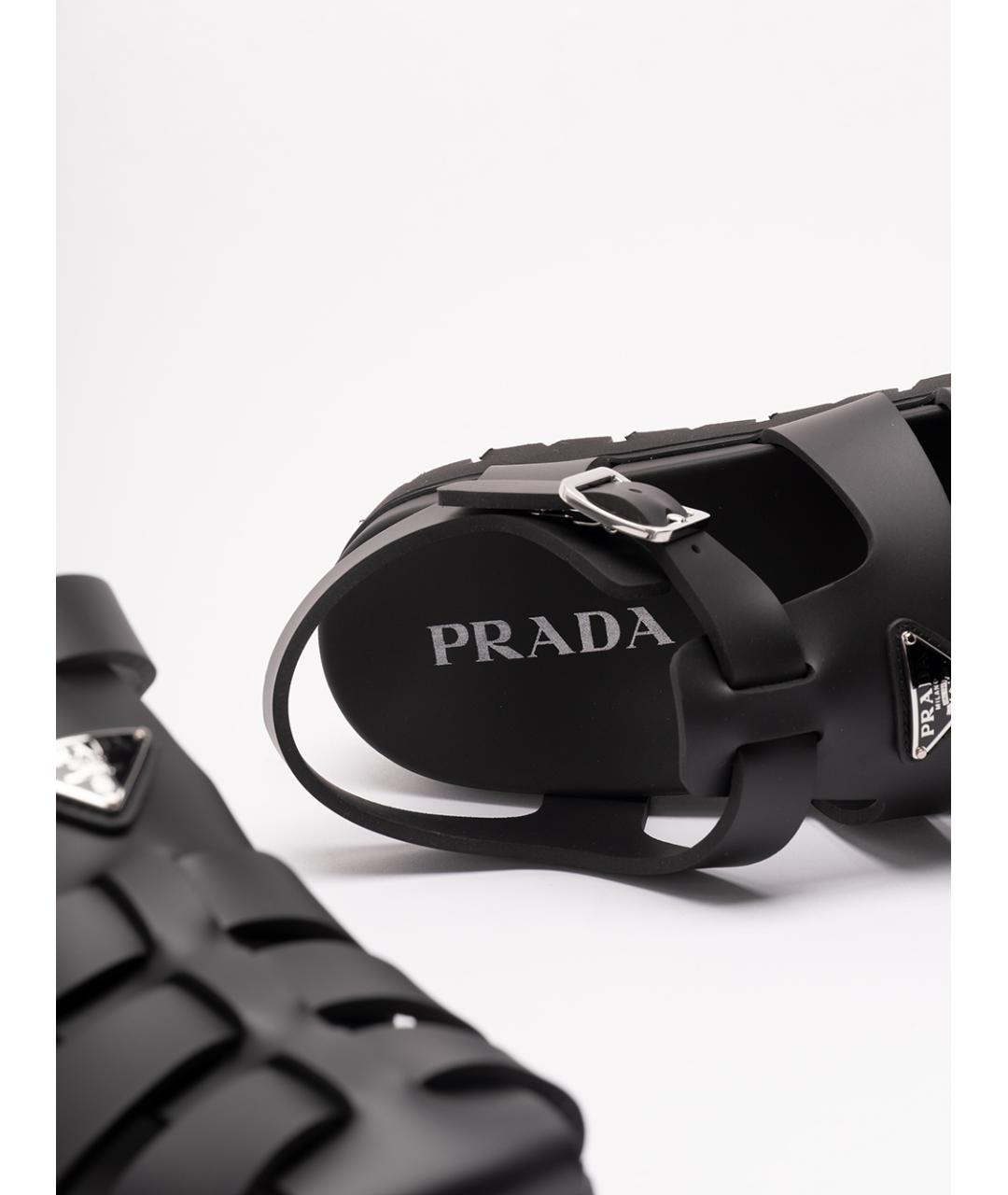 PRADA Черные резиновые сандалии, фото 5