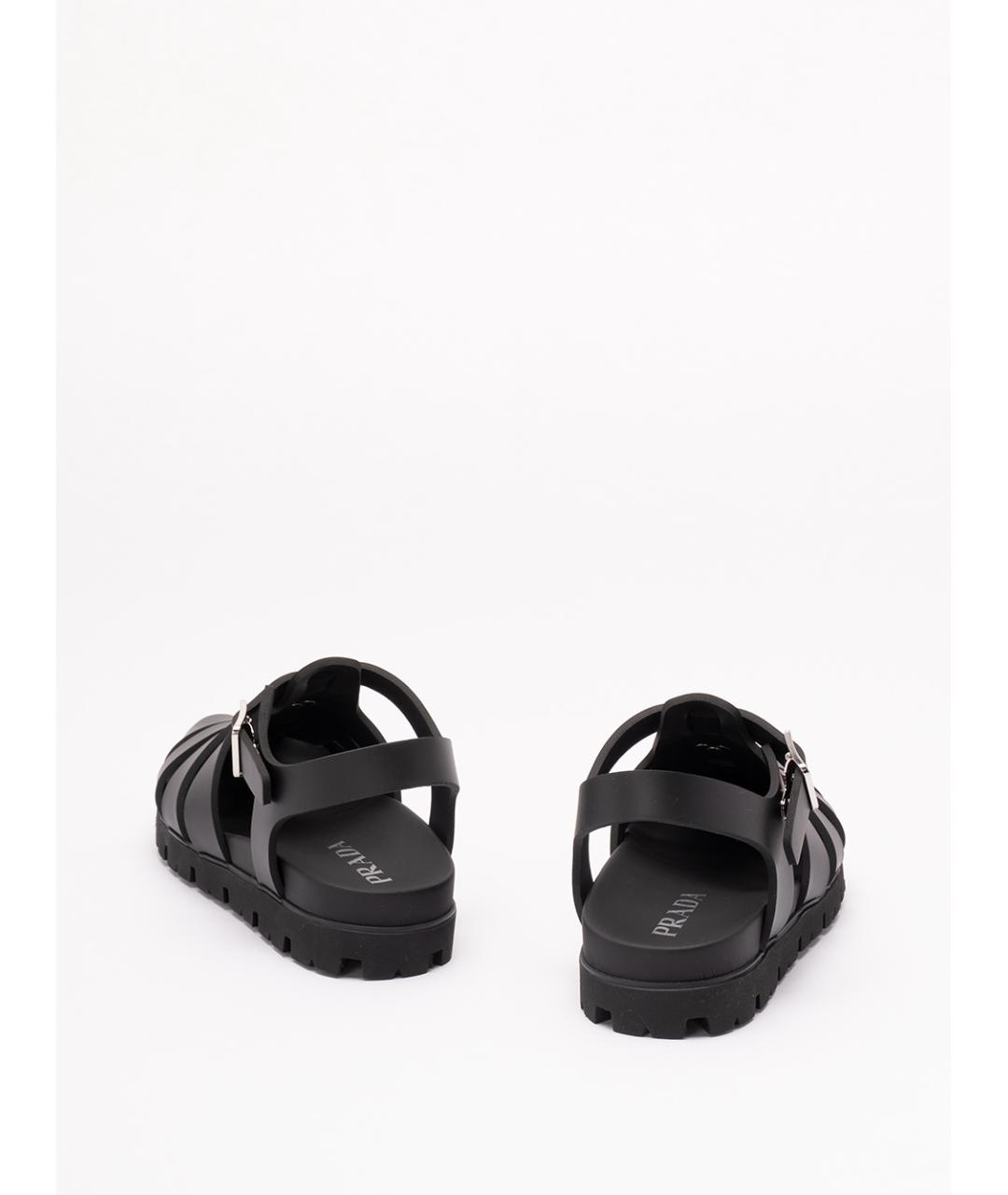 PRADA Черные резиновые сандалии, фото 3