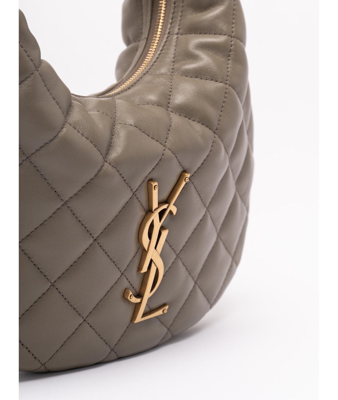 SAINT LAURENT Бежевая кожаная сумка с короткими ручками, фото 4