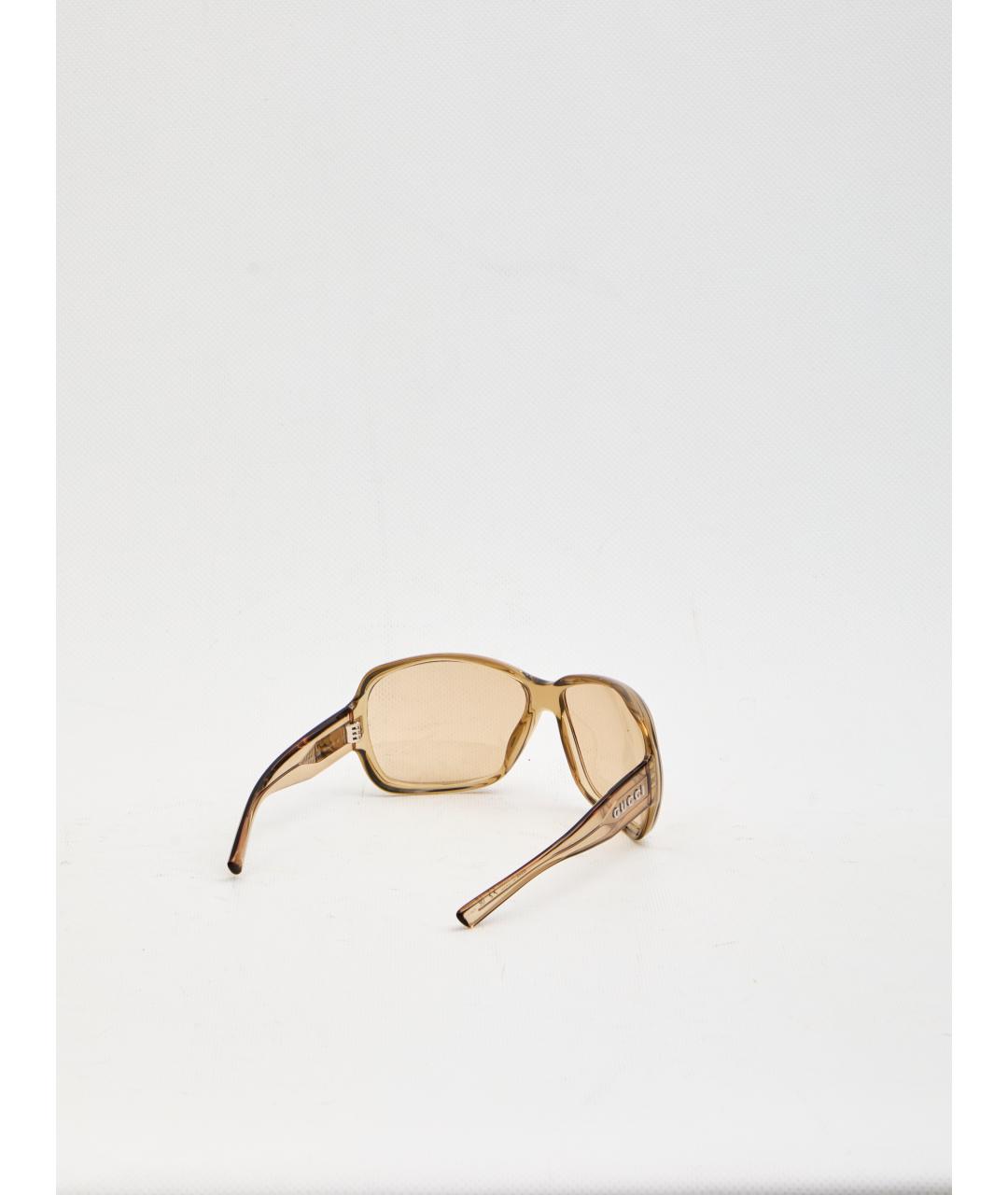 GUCCI Бежевые пластиковые солнцезащитные очки, фото 2