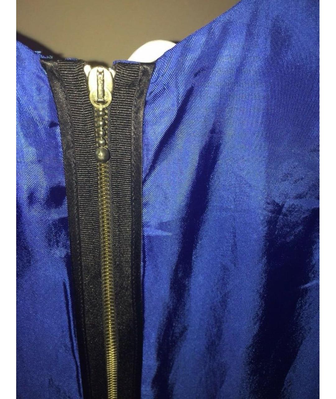 ALEXANDER MCQUEEN Синее полиэстеровое коктейльное платье, фото 4