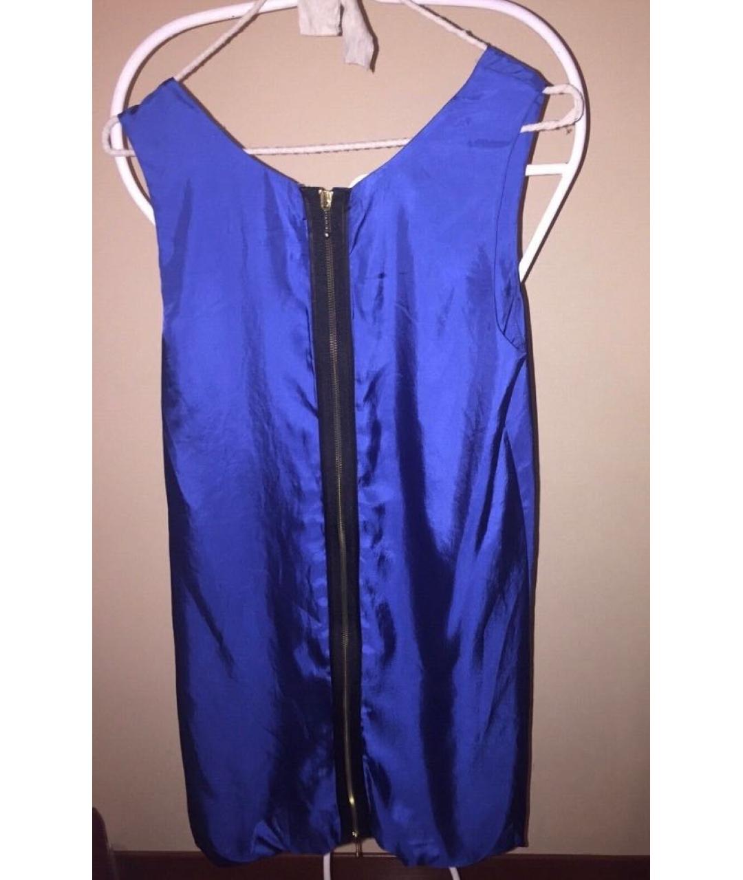 ALEXANDER MCQUEEN Синее полиэстеровое коктейльное платье, фото 6