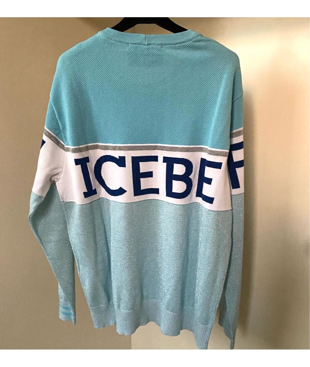 ICEBERG Голубой хлопковый джемпер / свитер, фото 7