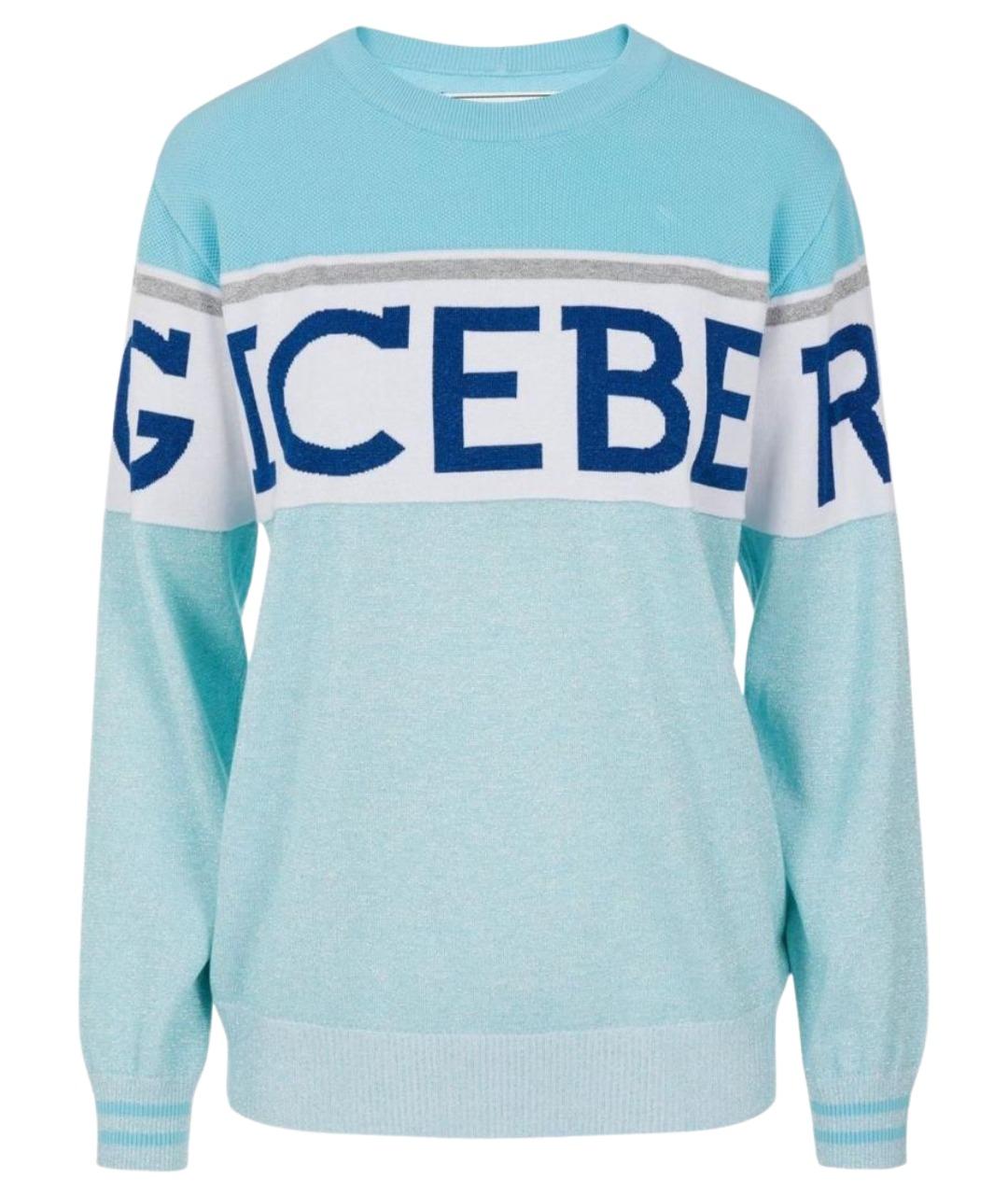 ICEBERG Голубой хлопковый джемпер / свитер, фото 1
