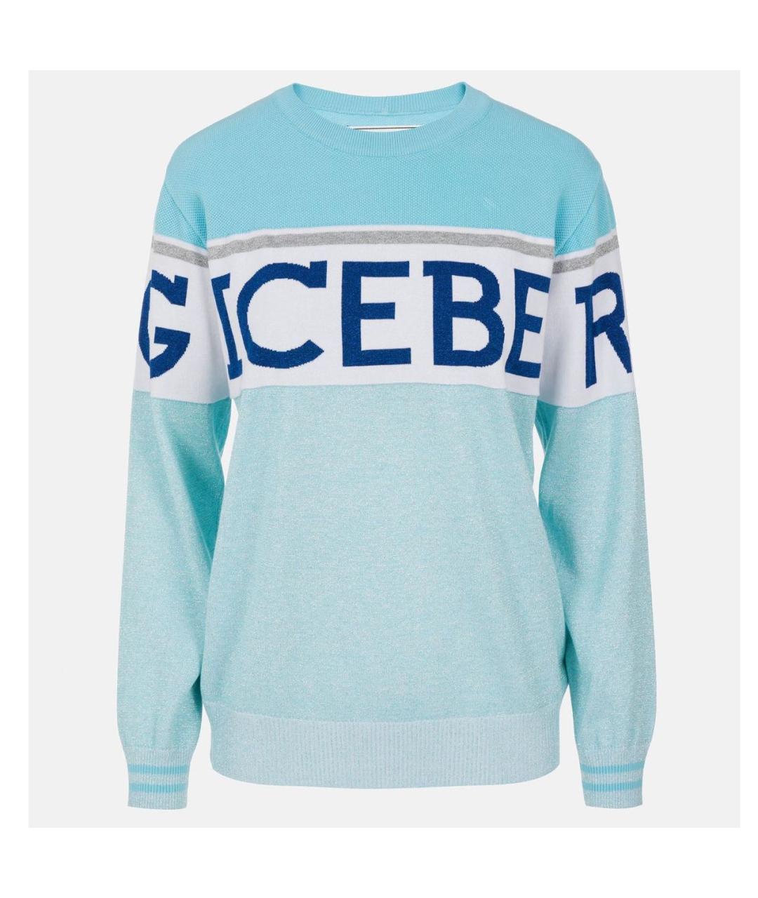 ICEBERG Голубой хлопковый джемпер / свитер, фото 9