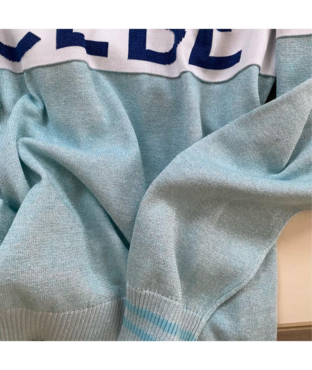 ICEBERG Голубой хлопковый джемпер / свитер, фото 8