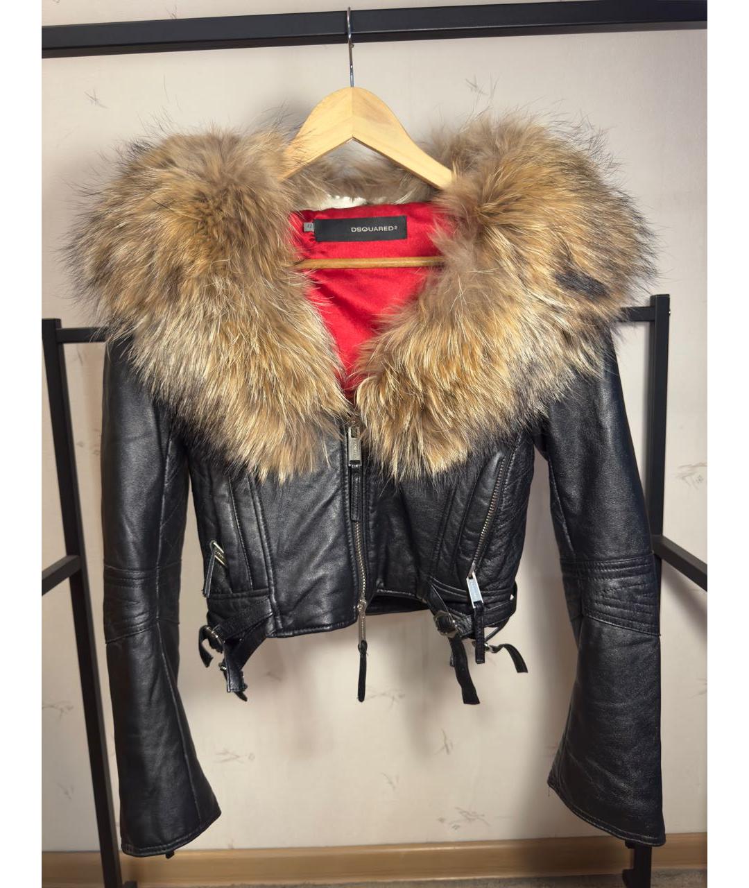 DSQUARED2 Черная кожаная куртка, фото 8