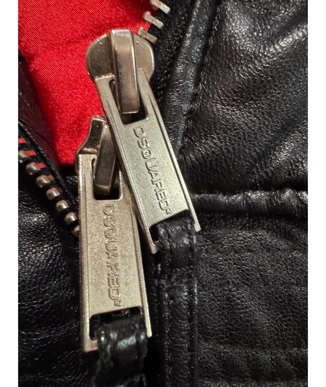 DSQUARED2 Черная кожаная куртка, фото 4