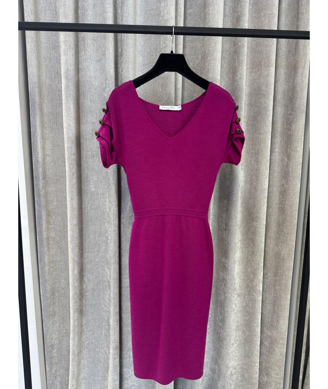 CHRISTIAN DIOR Розовое шерстяное повседневное платье, фото 5