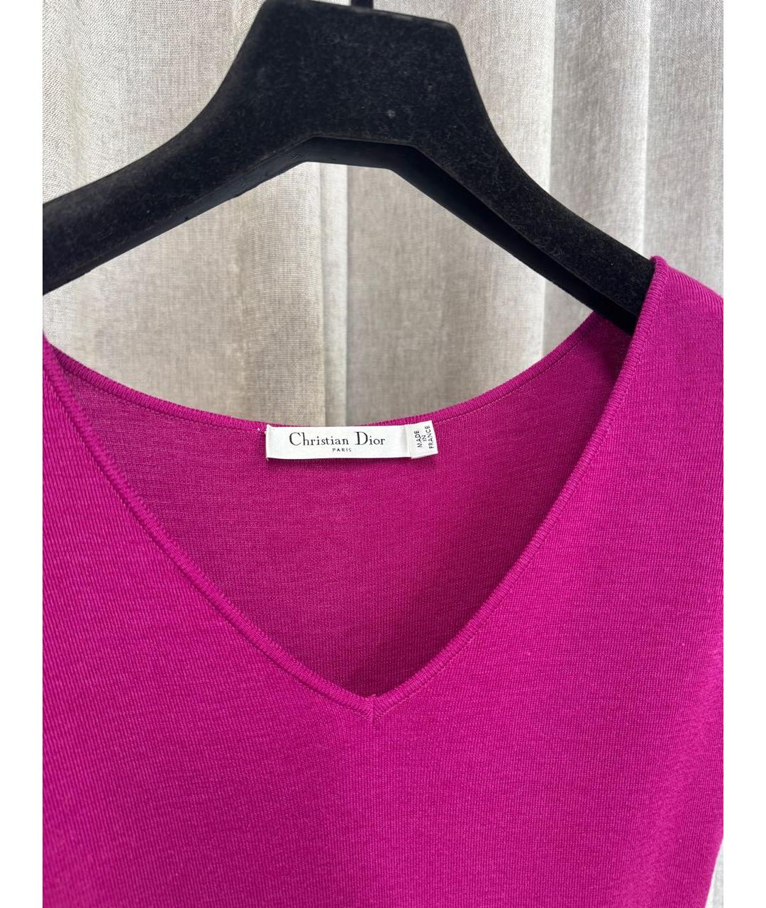 CHRISTIAN DIOR Розовое шерстяное повседневное платье, фото 3