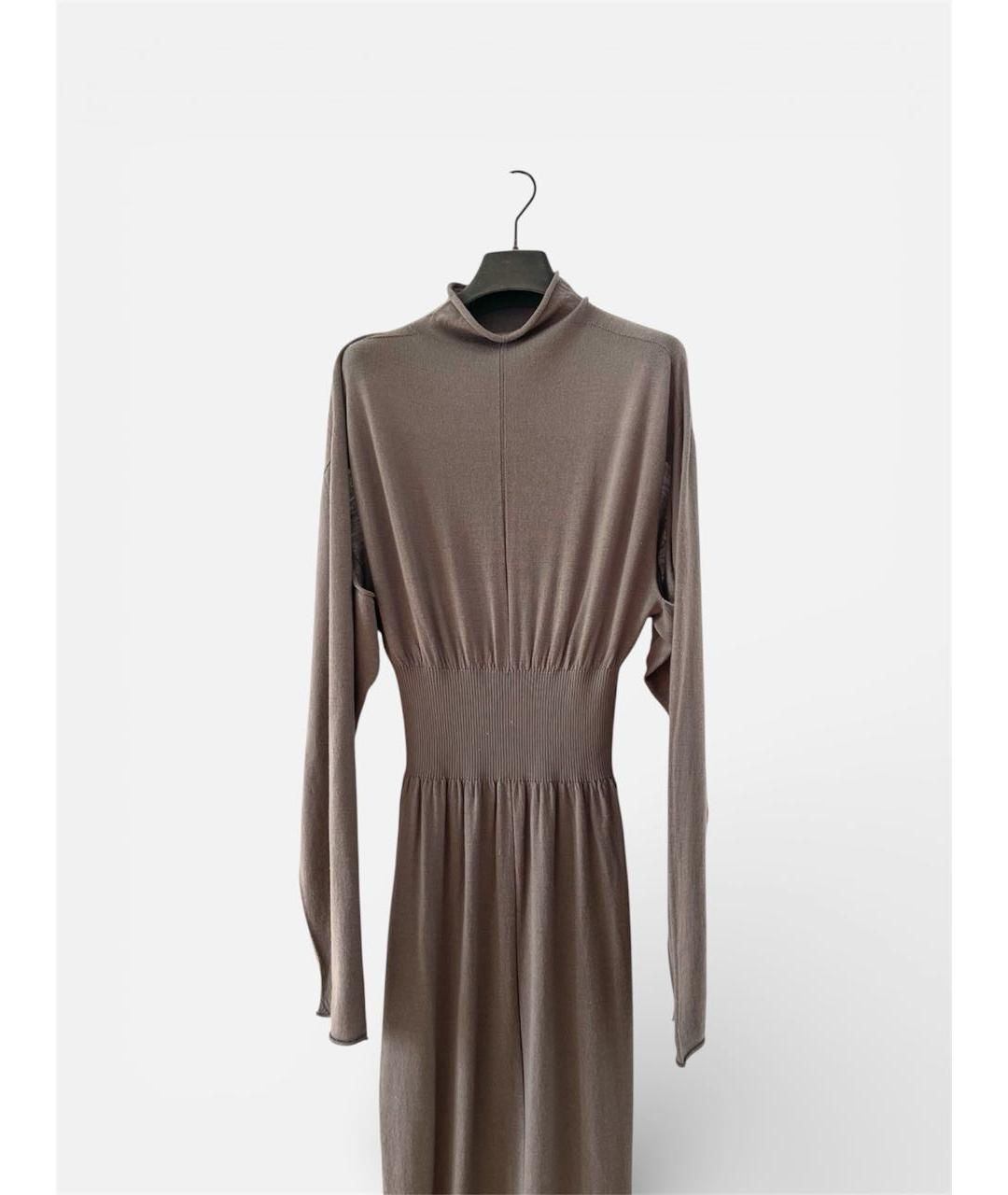 RICK OWENS Коричневое шерстяное повседневное платье, фото 2