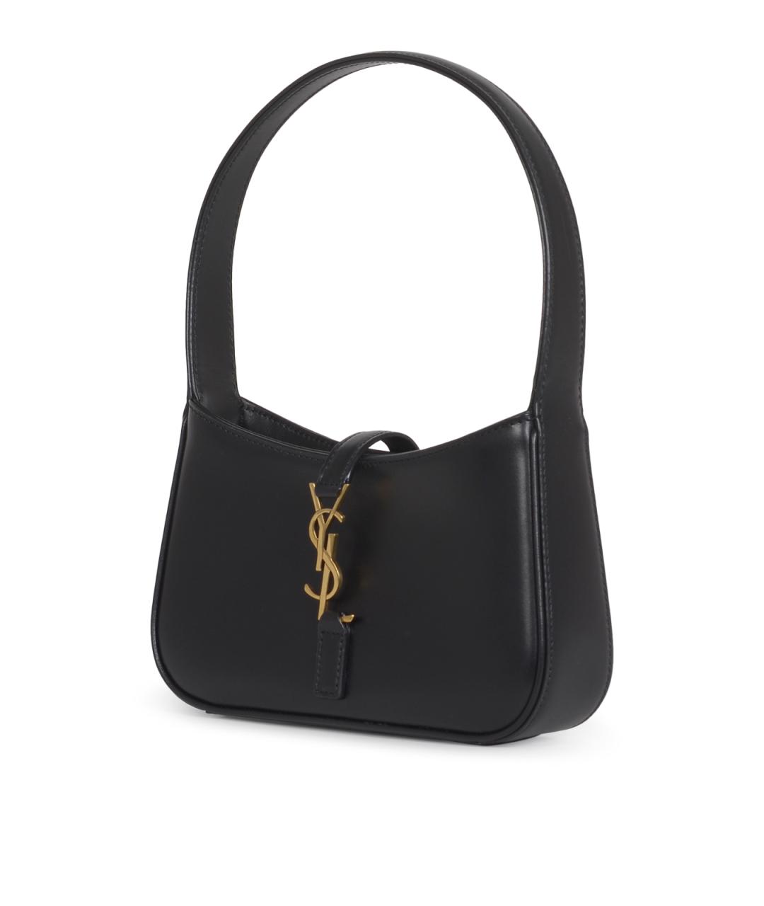 SAINT LAURENT Черная кожаная сумка через плечо, фото 2