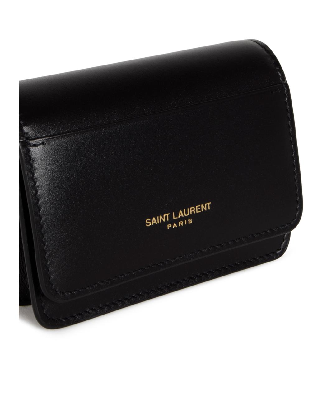 SAINT LAURENT Черный кожаный кошелек, фото 4