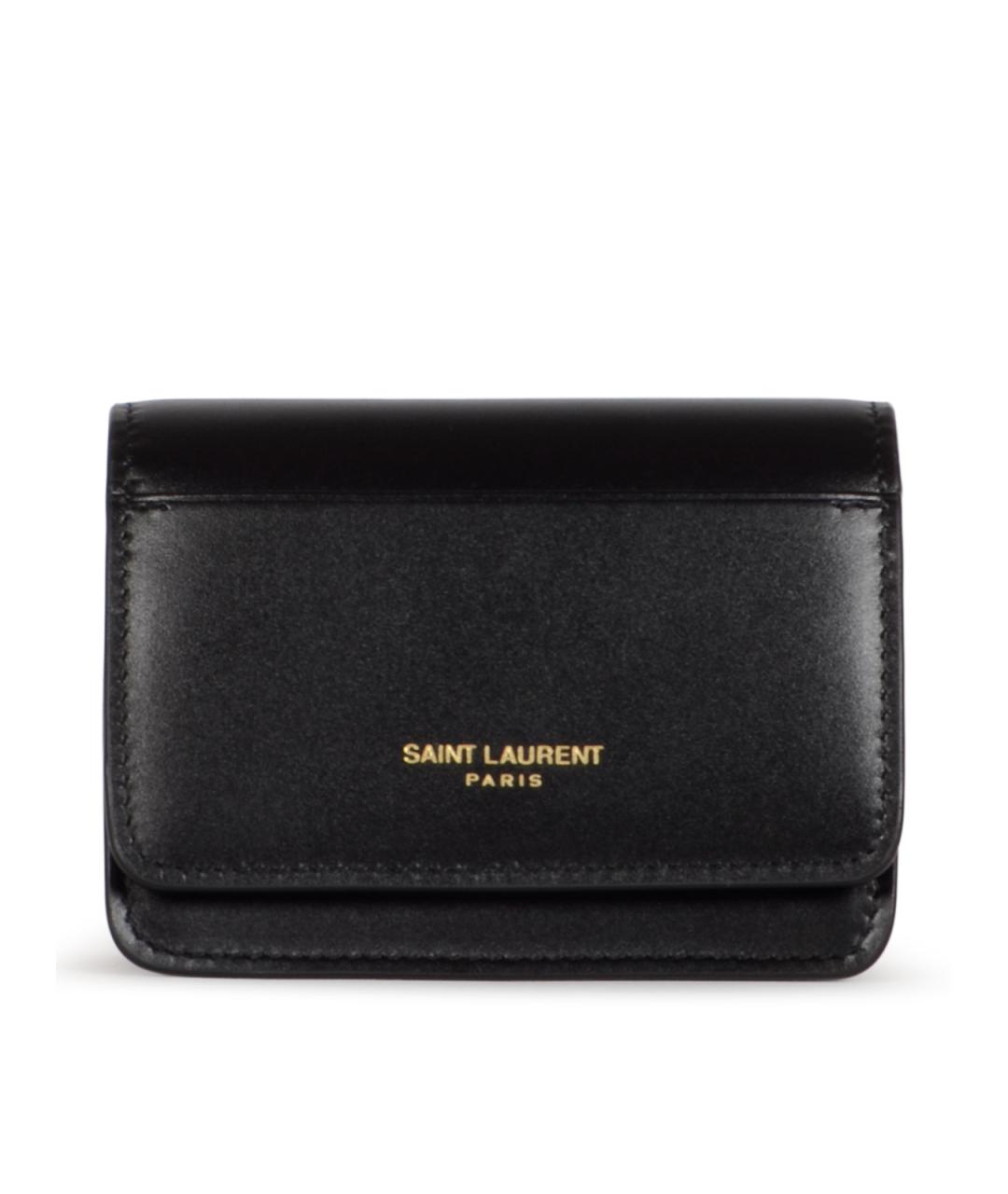SAINT LAURENT Черный кожаный кошелек, фото 1
