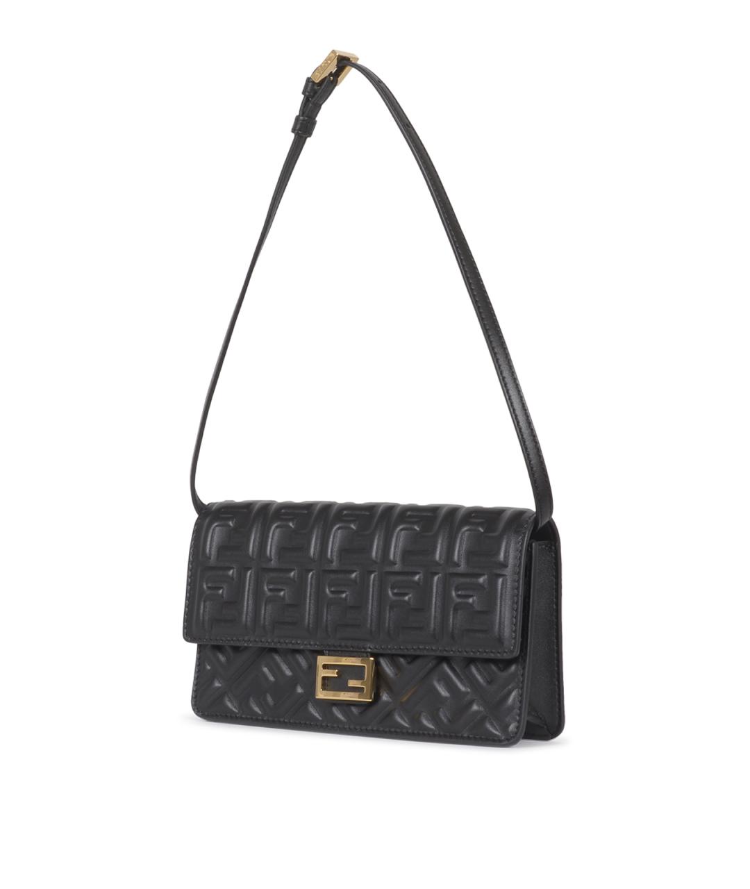 FENDI Черная кожаная сумка через плечо, фото 2