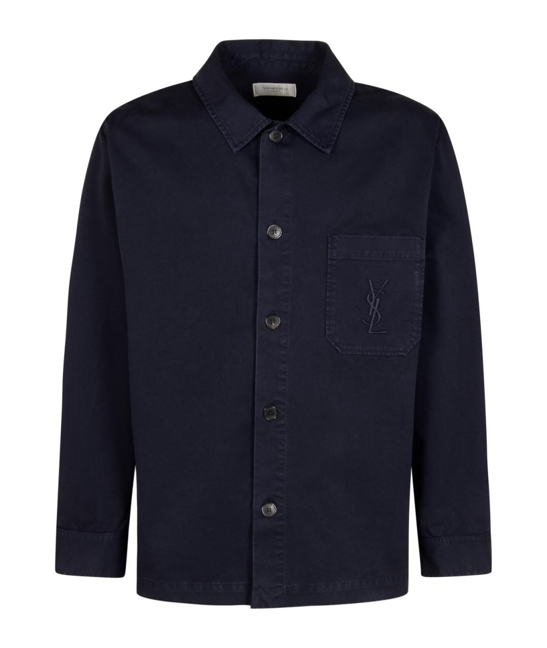 SAINT LAURENT Темно-синяя хлопковая куртка, фото 1