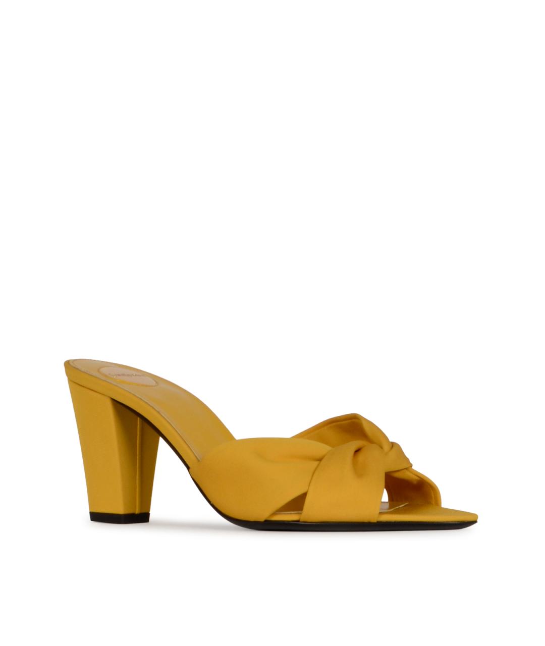 SAINT LAURENT Желтые текстильные мюли, фото 2