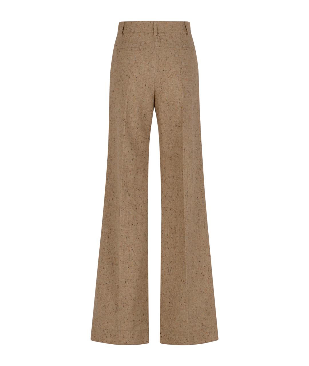 VALENTINO Бежевые шерстяные прямые брюки, фото 2