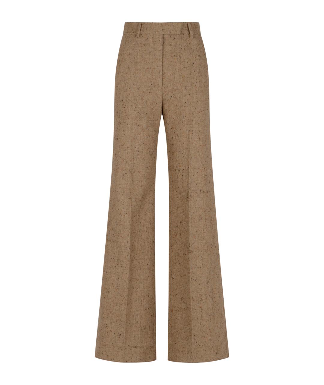 VALENTINO Бежевые шерстяные прямые брюки, фото 1