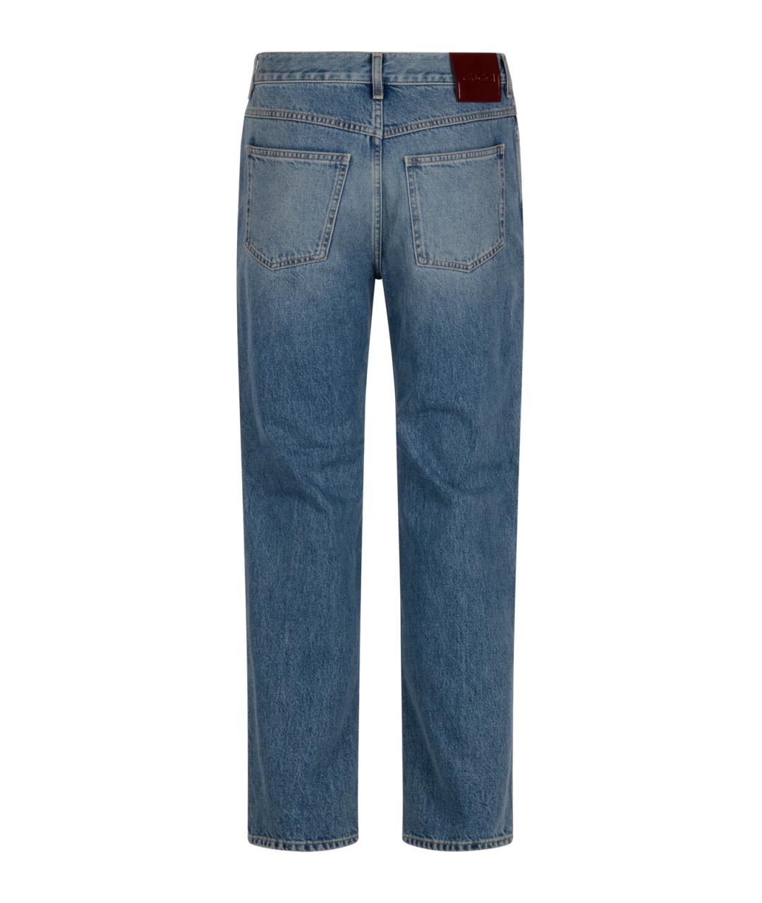 GUCCI Синие хлопковые прямые джинсы, фото 2