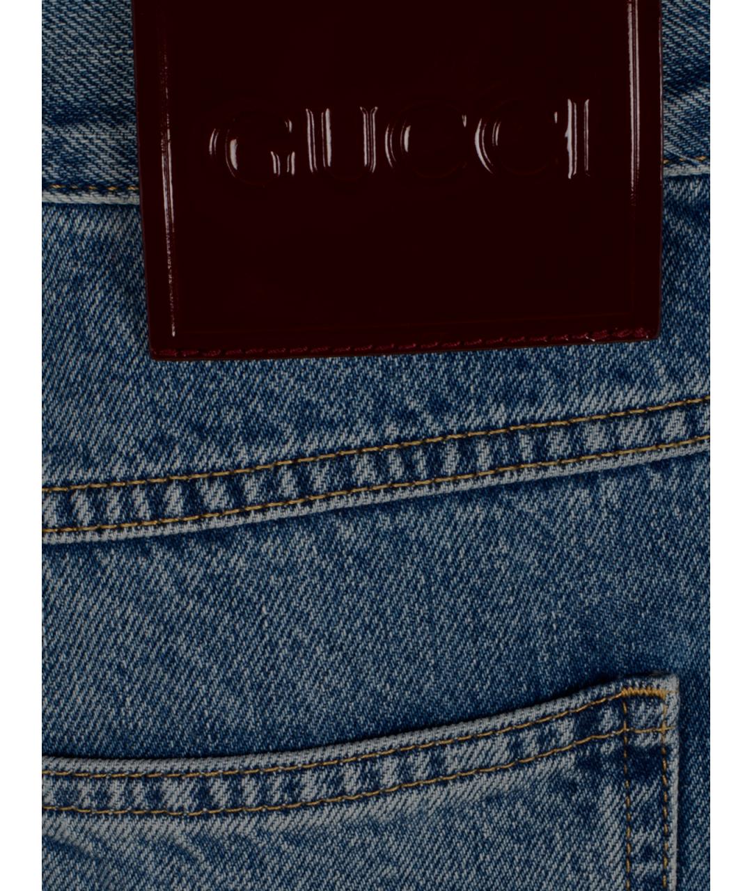 GUCCI Синие хлопковые прямые джинсы, фото 3