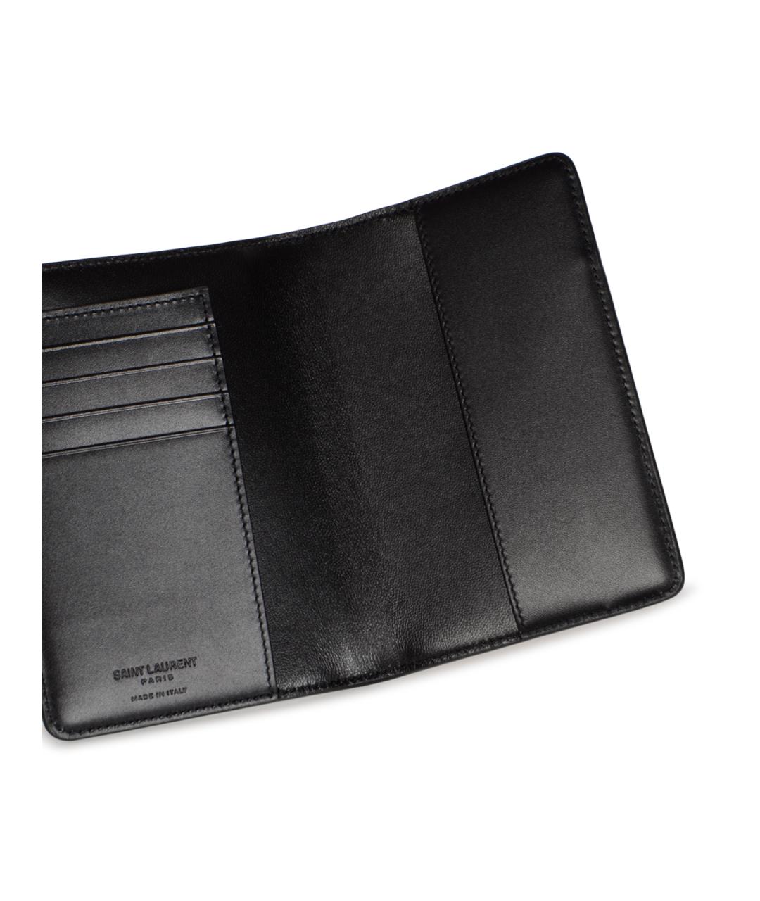 SAINT LAURENT Черный кожаный кошелек, фото 4