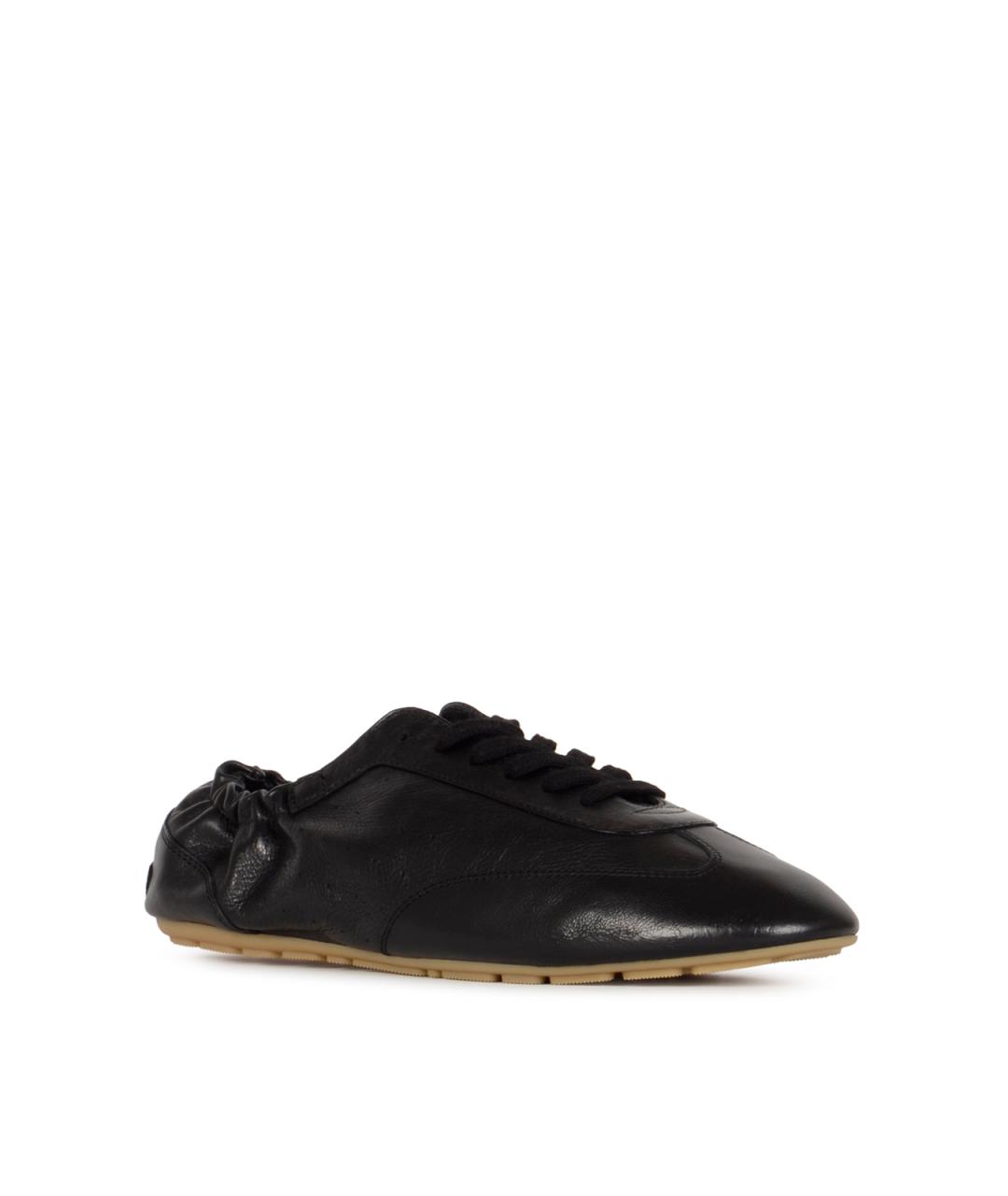 SAINT LAURENT Черные кожаные низкие кроссовки / кеды, фото 2