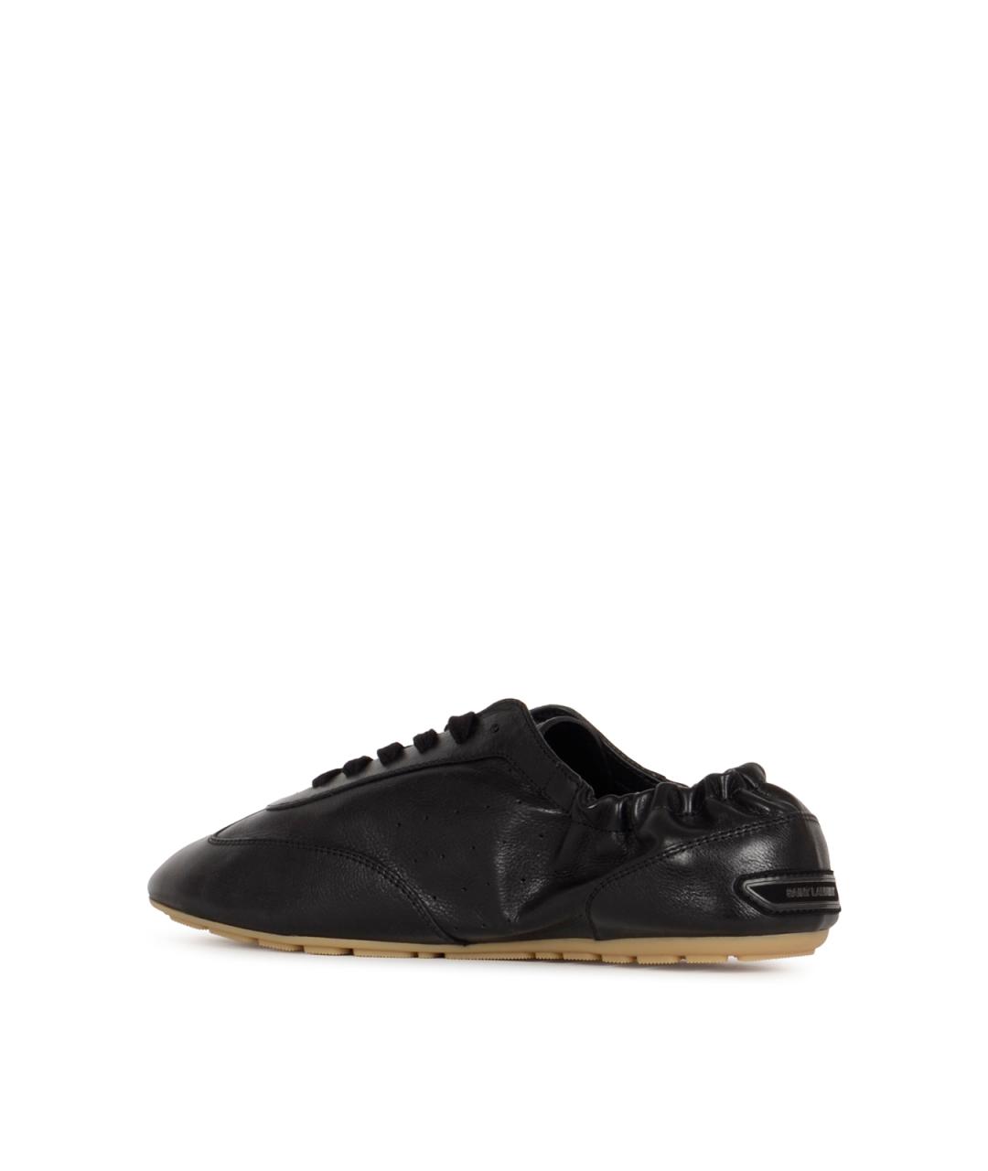 SAINT LAURENT Черные кожаные низкие кроссовки / кеды, фото 3