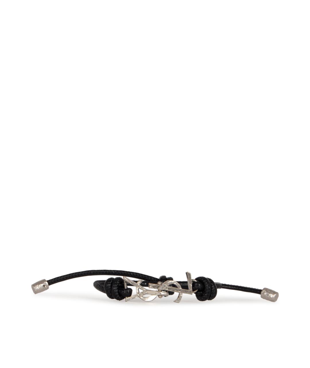 SAINT LAURENT Черный кожаный браслет, фото 2