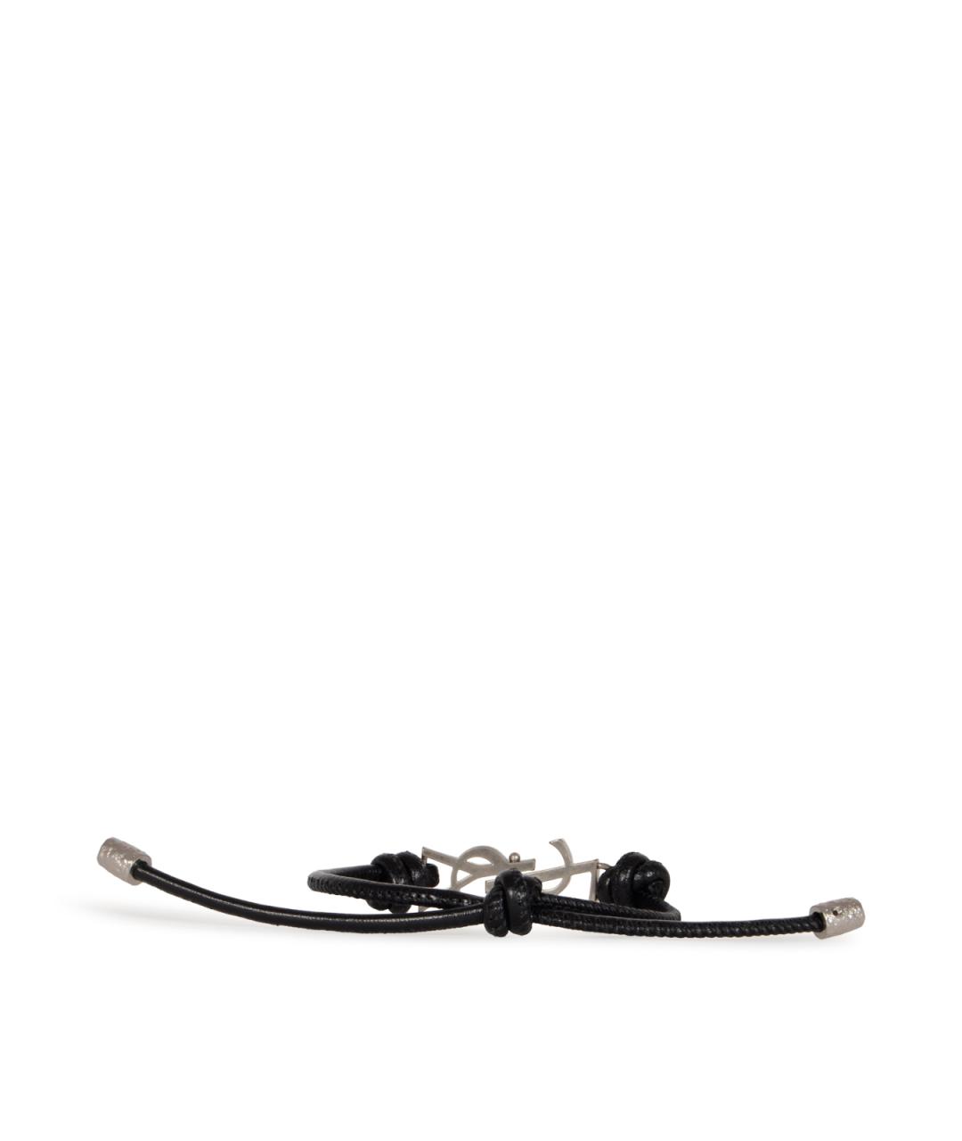 SAINT LAURENT Черный кожаный браслет, фото 3