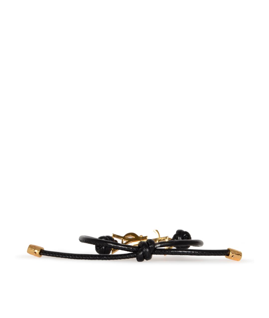 SAINT LAURENT Черный кожаный браслет, фото 2