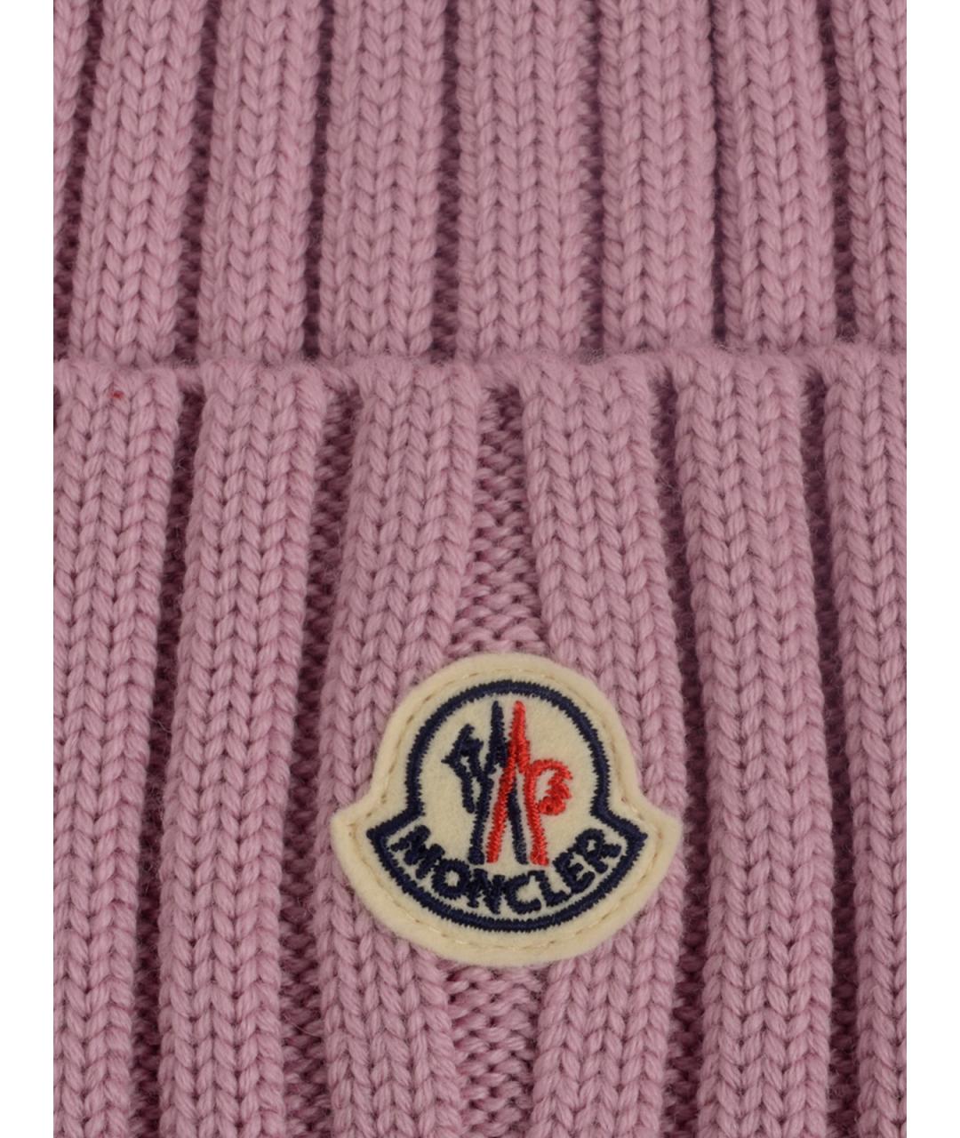 MONCLER Розовая шерстяная шапка, фото 3