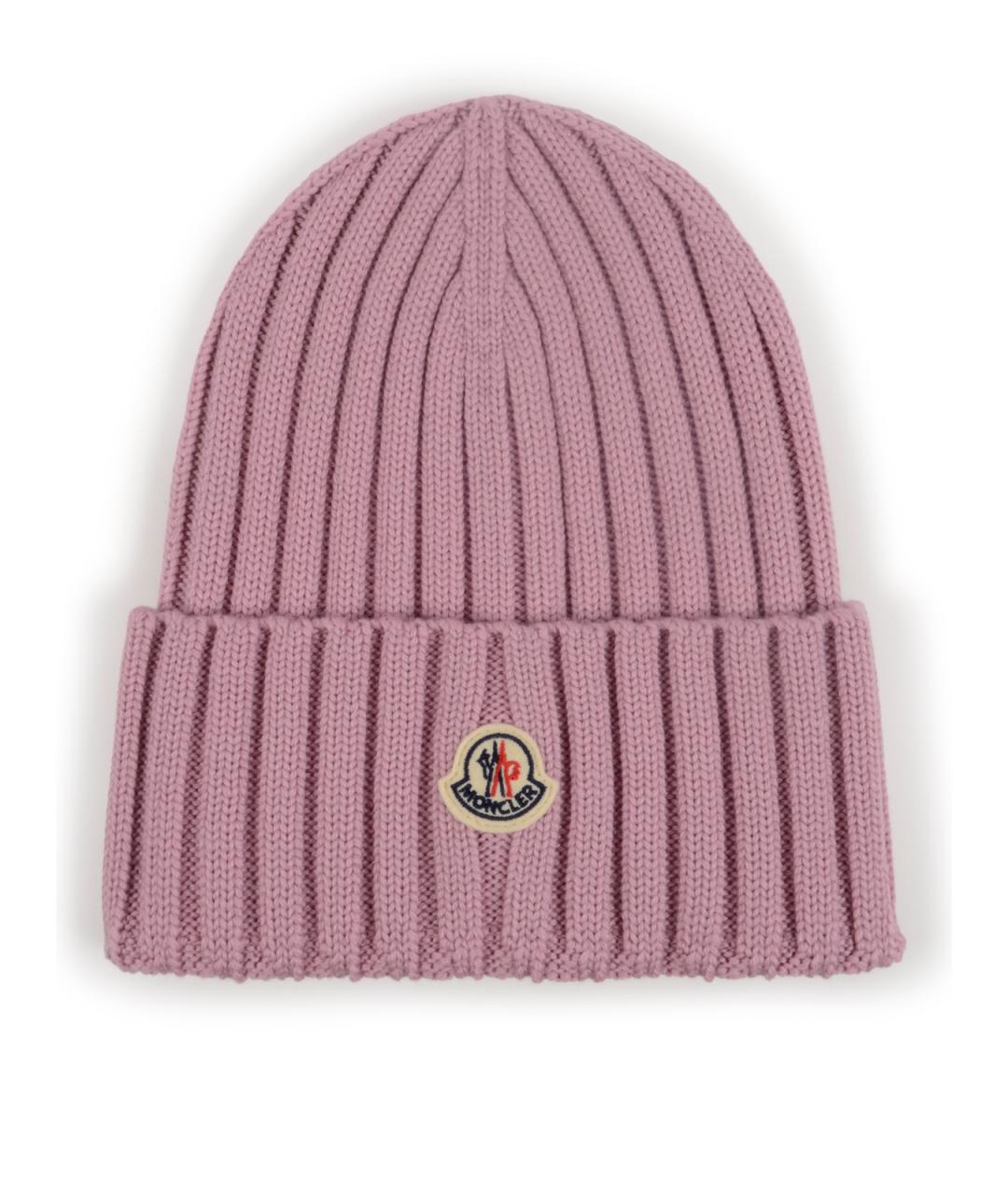 MONCLER Розовая шерстяная шапка, фото 1