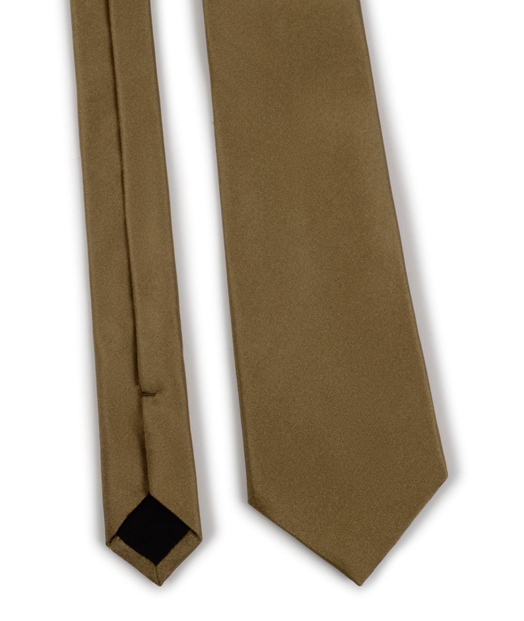 SAINT LAURENT Бежевый шелковый галстук, фото 2