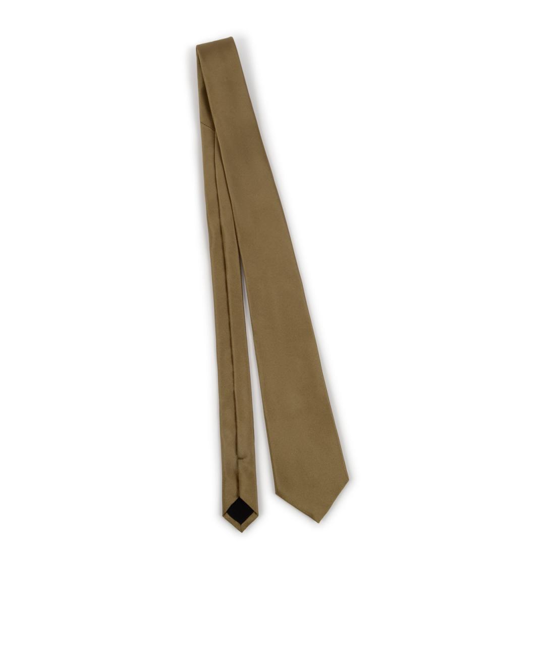 SAINT LAURENT Бежевый шелковый галстук, фото 4