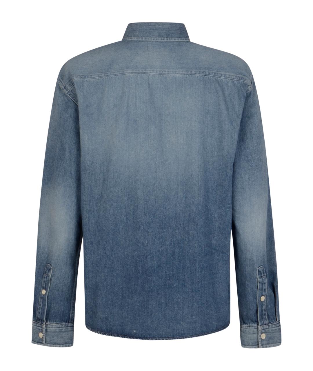 SAINT LAURENT Синяя хлопковая кэжуал рубашка, фото 2
