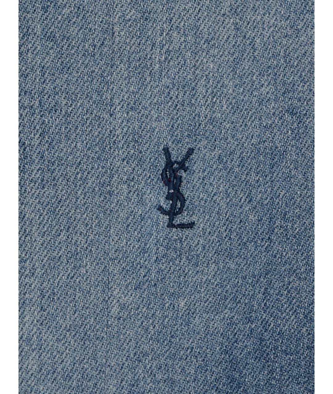 SAINT LAURENT Синяя хлопковая кэжуал рубашка, фото 3