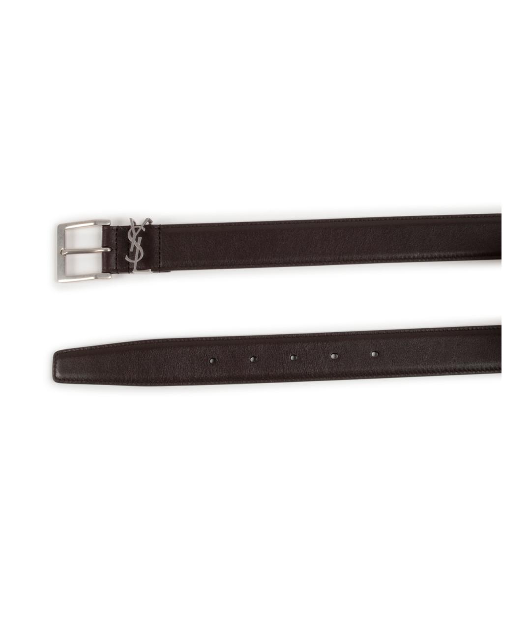 SAINT LAURENT Коричневый кожаный ремень, фото 2