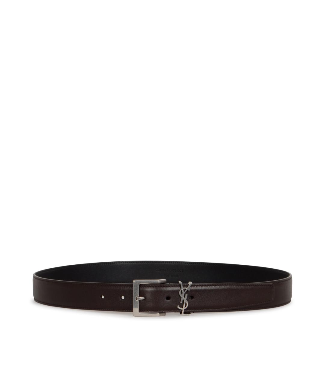 SAINT LAURENT Коричневый кожаный ремень, фото 1