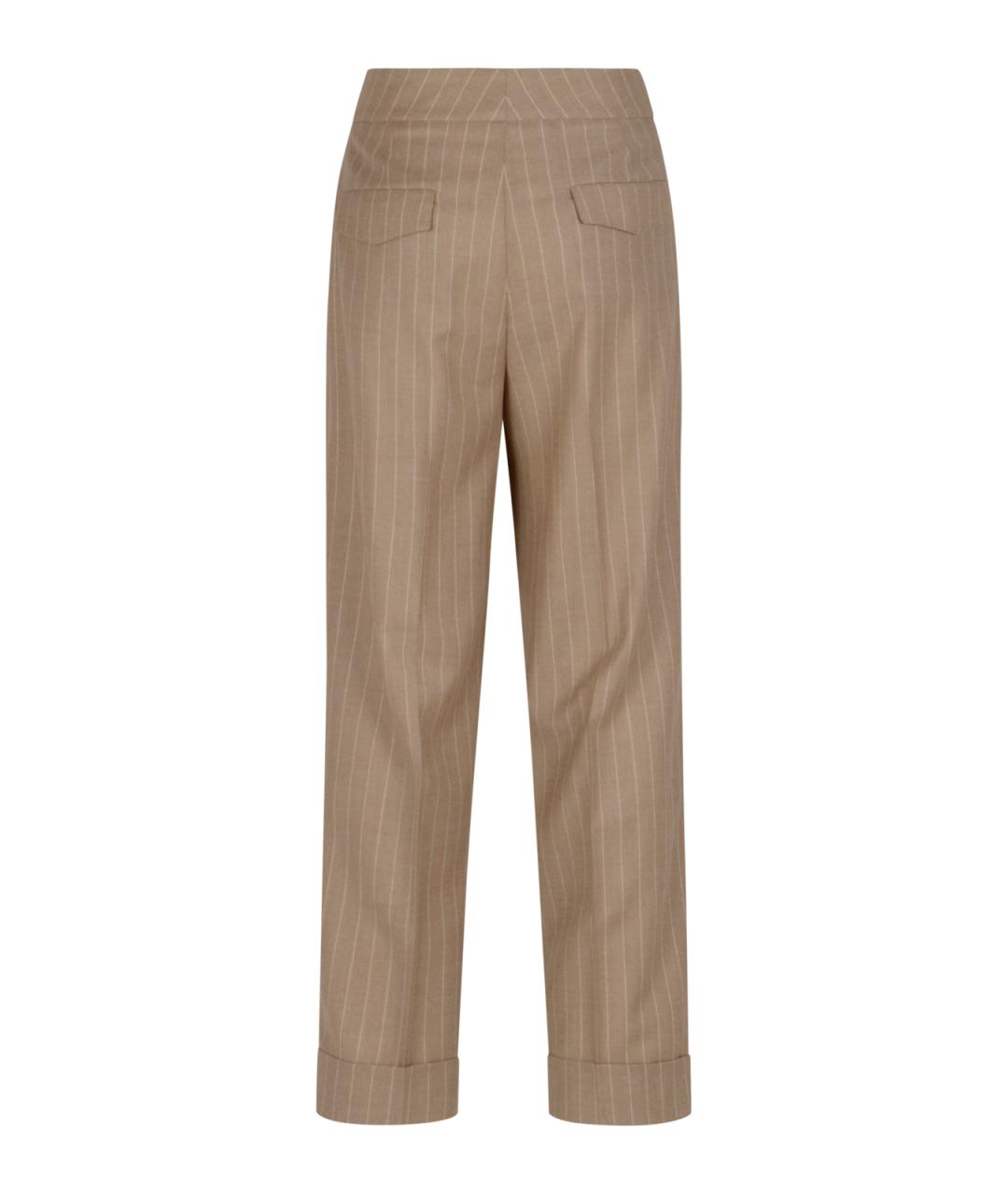 PESERICO Бежевые шерстяные прямые брюки, фото 2