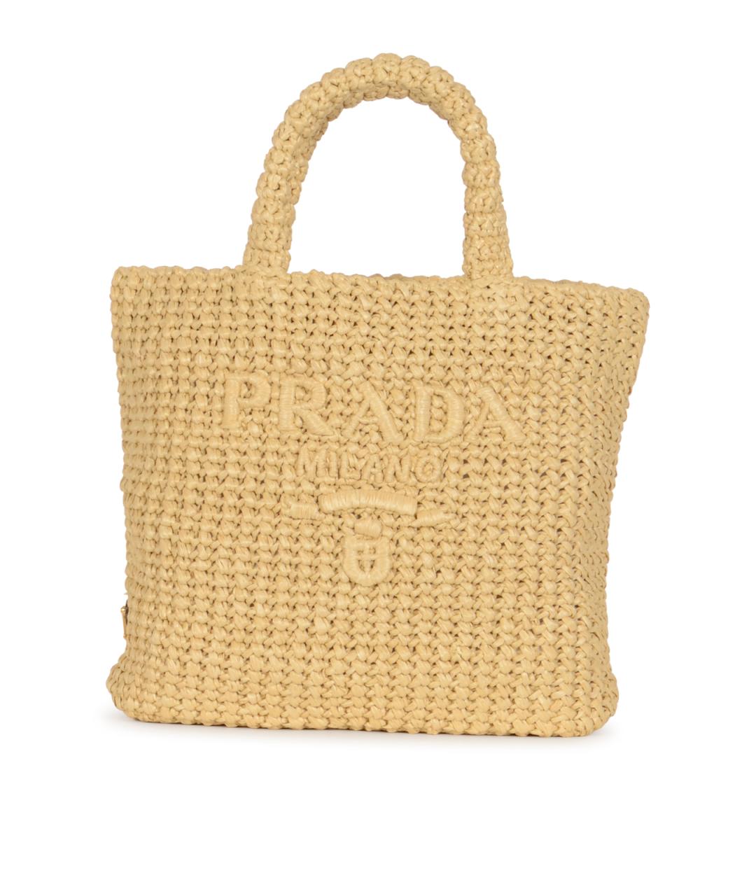 PRADA Бежевая пелетеная сумка тоут, фото 1