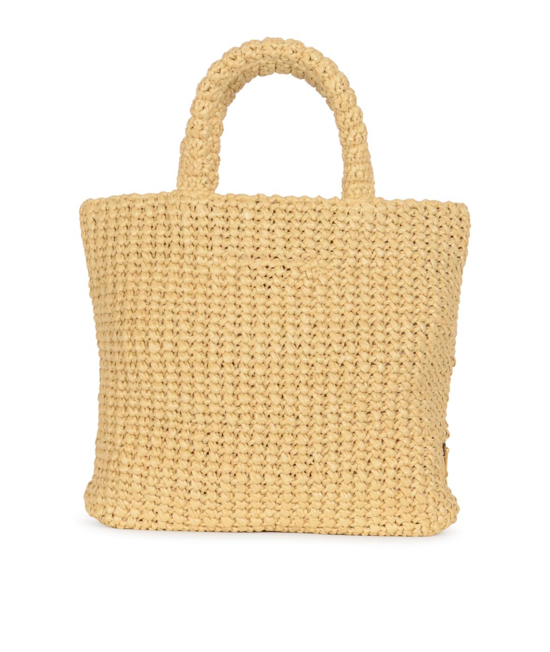 PRADA Бежевая пелетеная сумка тоут, фото 3