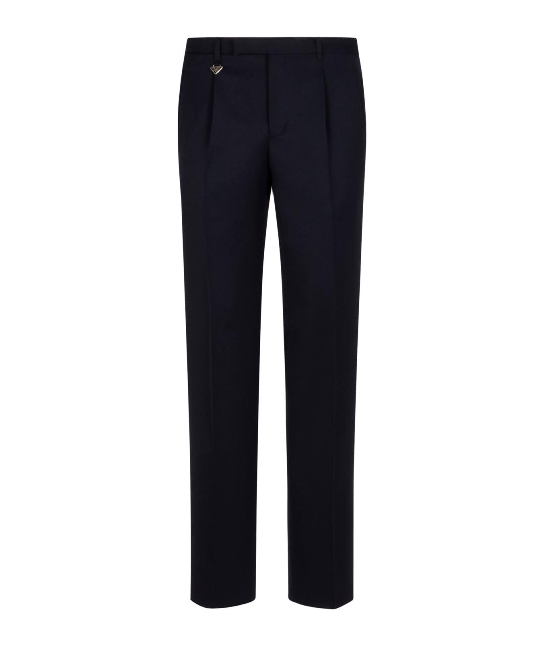 PRADA Темно-синие шерстяные повседневные брюки, фото 1