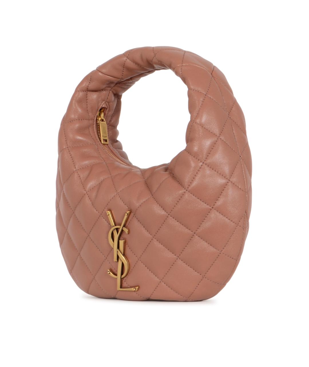SAINT LAURENT Розовая кожаная сумка с короткими ручками, фото 2