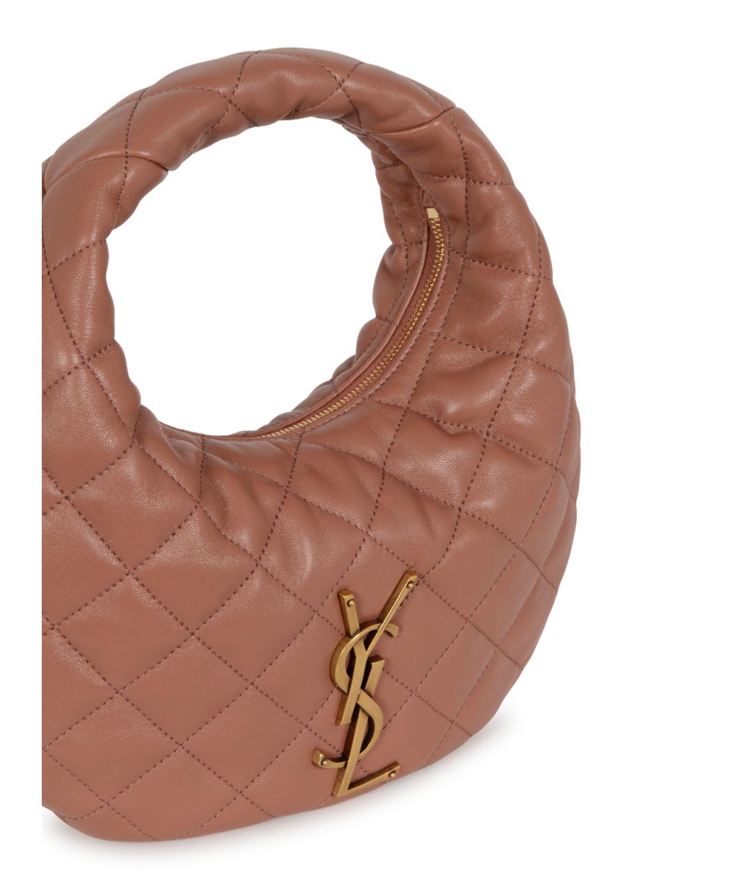 SAINT LAURENT Розовая кожаная сумка с короткими ручками, фото 4