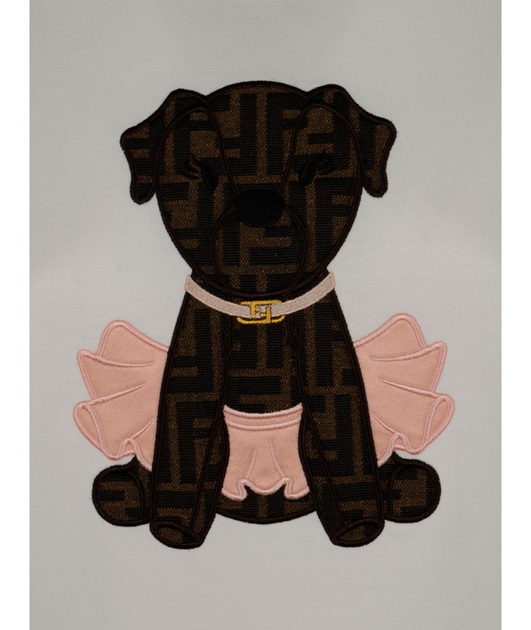 FENDI Бежевая хлопковая футболка, фото 3