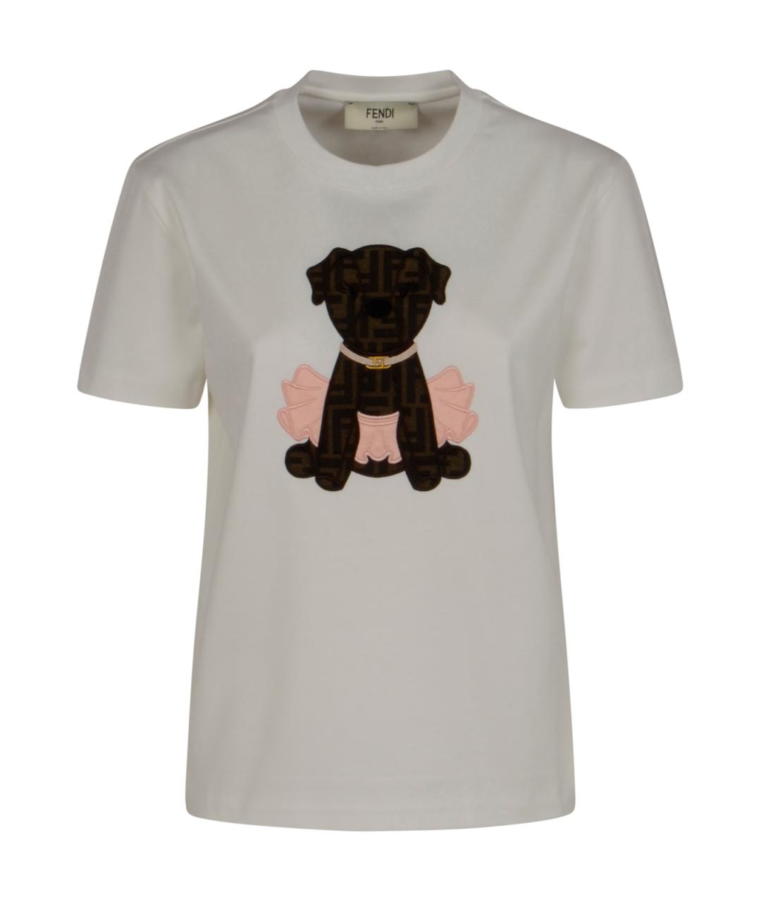 FENDI Бежевая хлопковая футболка, фото 1